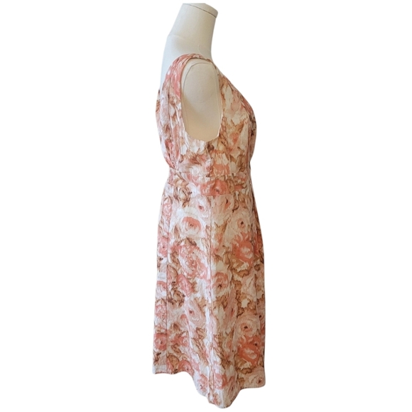 Lands End Peach Floral Sleeveless Cotton Dress Size 10 - Picture 3 of 5